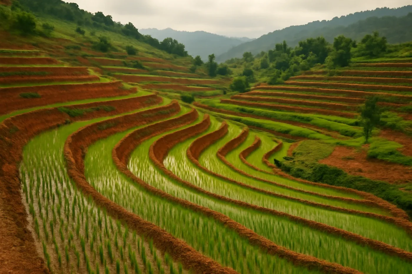 Hình nền ruộng bậc thang đất đỏ